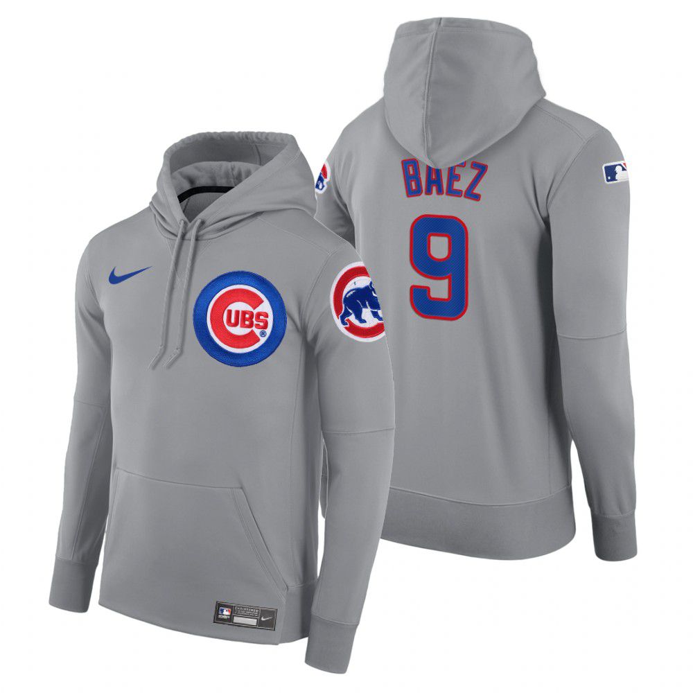 Men Chicago Cubs #9 Baez gray road hoodie 2021 MLB Nike Jerseys->chicago cubs->MLB Jersey